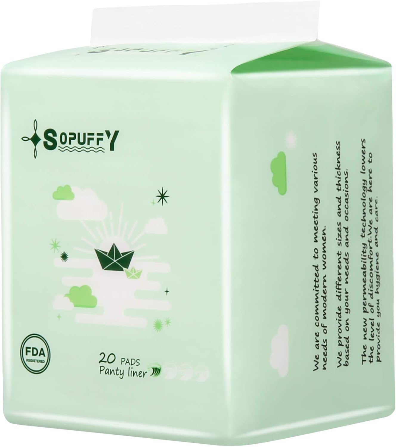 Sopuffy New Technology Fiber Panty Liner, Ultra Thin Sanitary Napkins, 20 Count (Pack of 1): Health & Personal Care