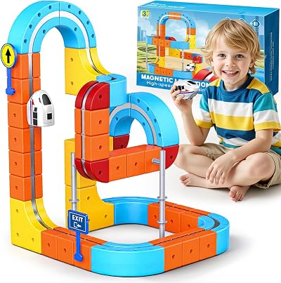 EUCOCO 56 PCS Electric Train Set Track Fusion Toy for Kids 3-12 Years