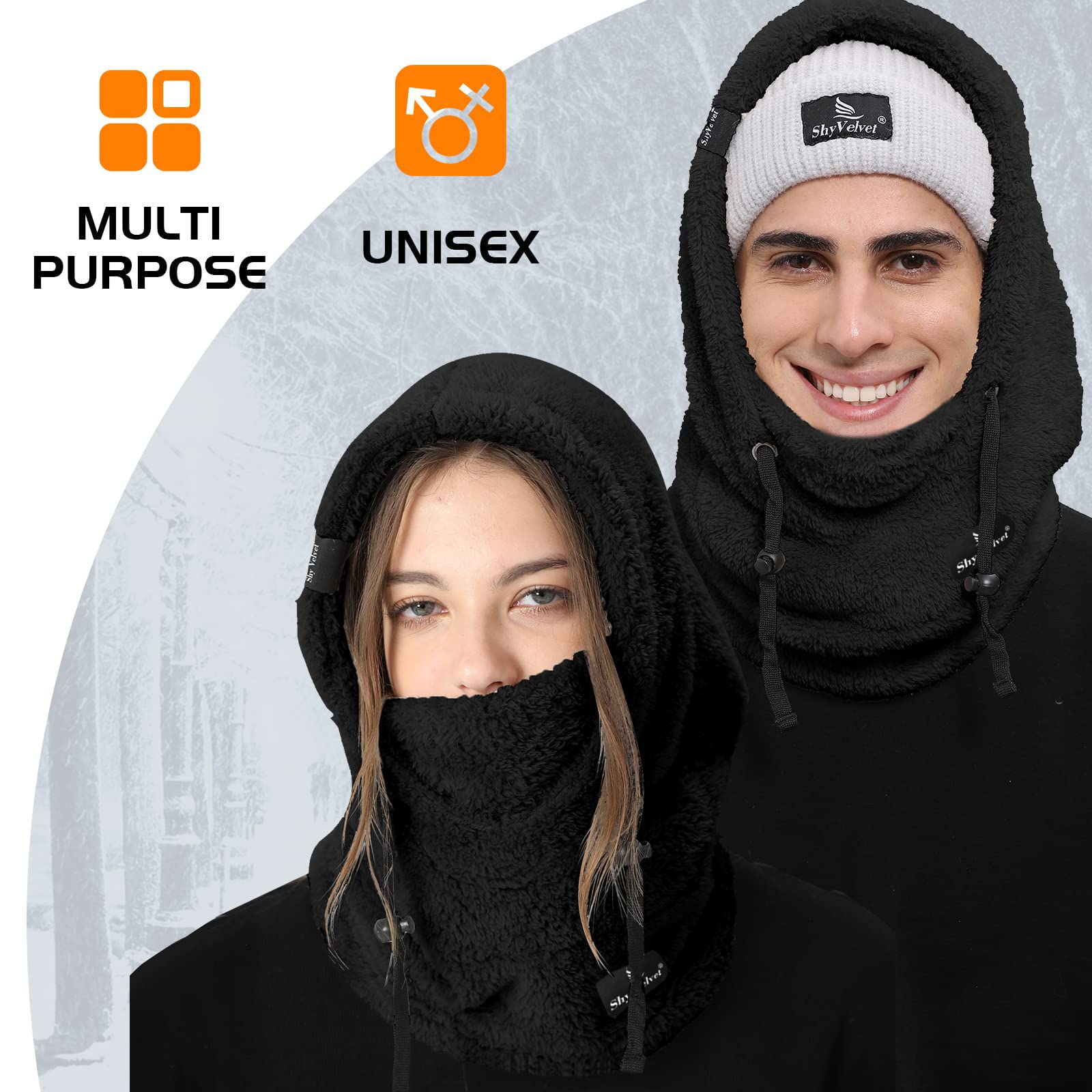Shy Velvet Balaclava Wind-Resistant Winter Face Mask,Fleece Ski Mask for Men and Women,Warm Face Cover Hat Cap Scarf