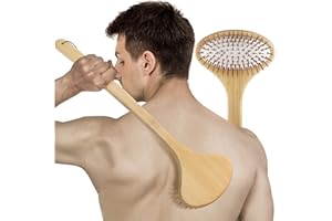 Bamboo Large Curved Back Scratcher - 104 Wooden Points Provide Instant Itch Relief, Curved Handle & Air Cushion, Easy to Reac
