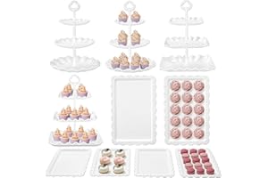Kootek Dessert Cupcake Stand, 10pcs Dessert Table Display Set, 3 Tiered Cup Cake Holder Tower Stand Riser& Cookie Serving Trays for Wedding, Tea Party, Birthday, Baby Shower