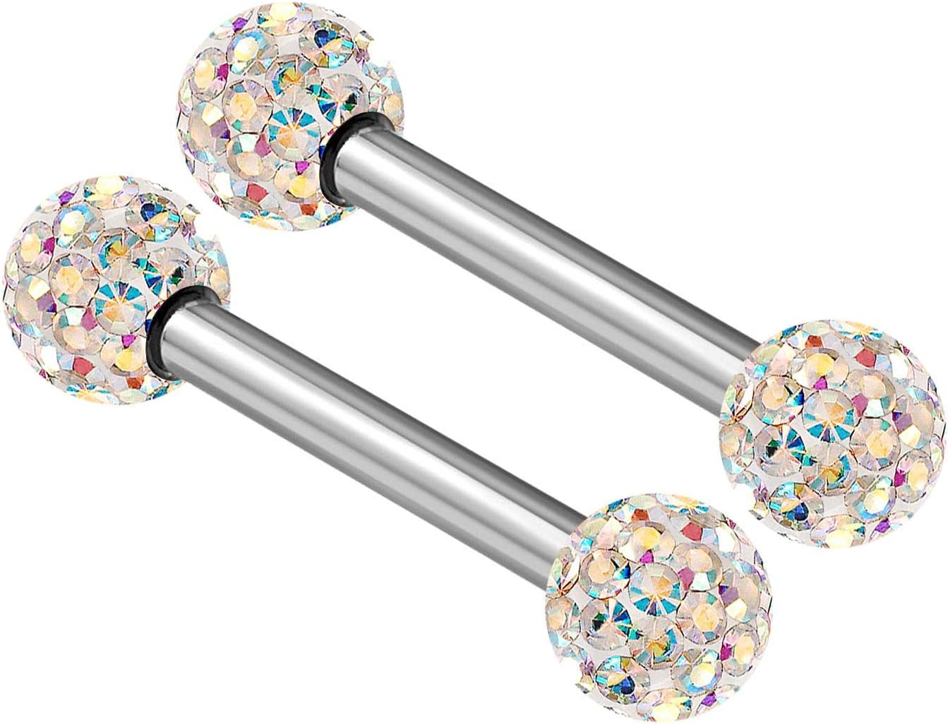 2PCS Surgical Steel Straight Barbell 16g 5/16 8mm 3mm Crystal Tragus Earrings Cartilage Piercing Jewellery See More Colors