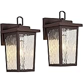 ACLand Oil Rubbed Bronze Outdoor Wall Light Fixture 2-Pack, Exterior Wall Lantern with Clear Water Glass and E26 Base Socket,