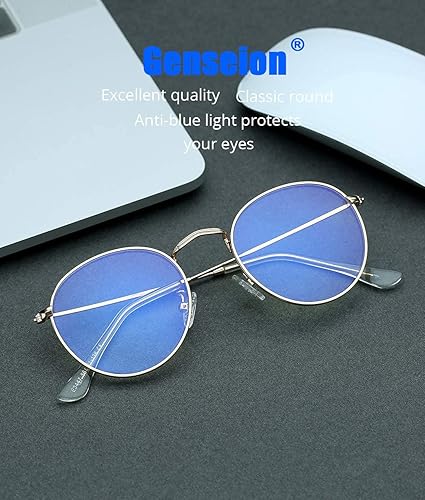 Blue Light Blocking Glasses for women Man Round Metal Anti Blue