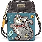 CHALA Cat Collection Cell Phone Crossbody Purse-Women PU Leather/Canvas Multicolor Handbag with Adjustable Strap