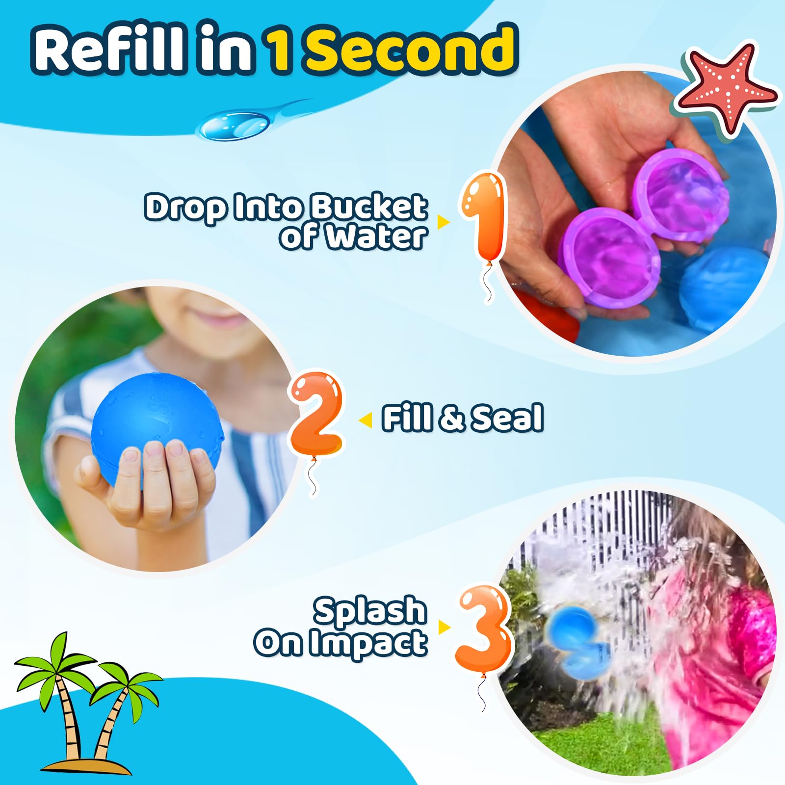 12 Stück wiederverwendbare Wasserballons, Pool-Strand-Wasserspielzeug für Jungen und Mädchen, Outdoor-Sommerspielzeug für Kinder, magnetischer Wasserball für Outdoor-Aktivitäten 5
