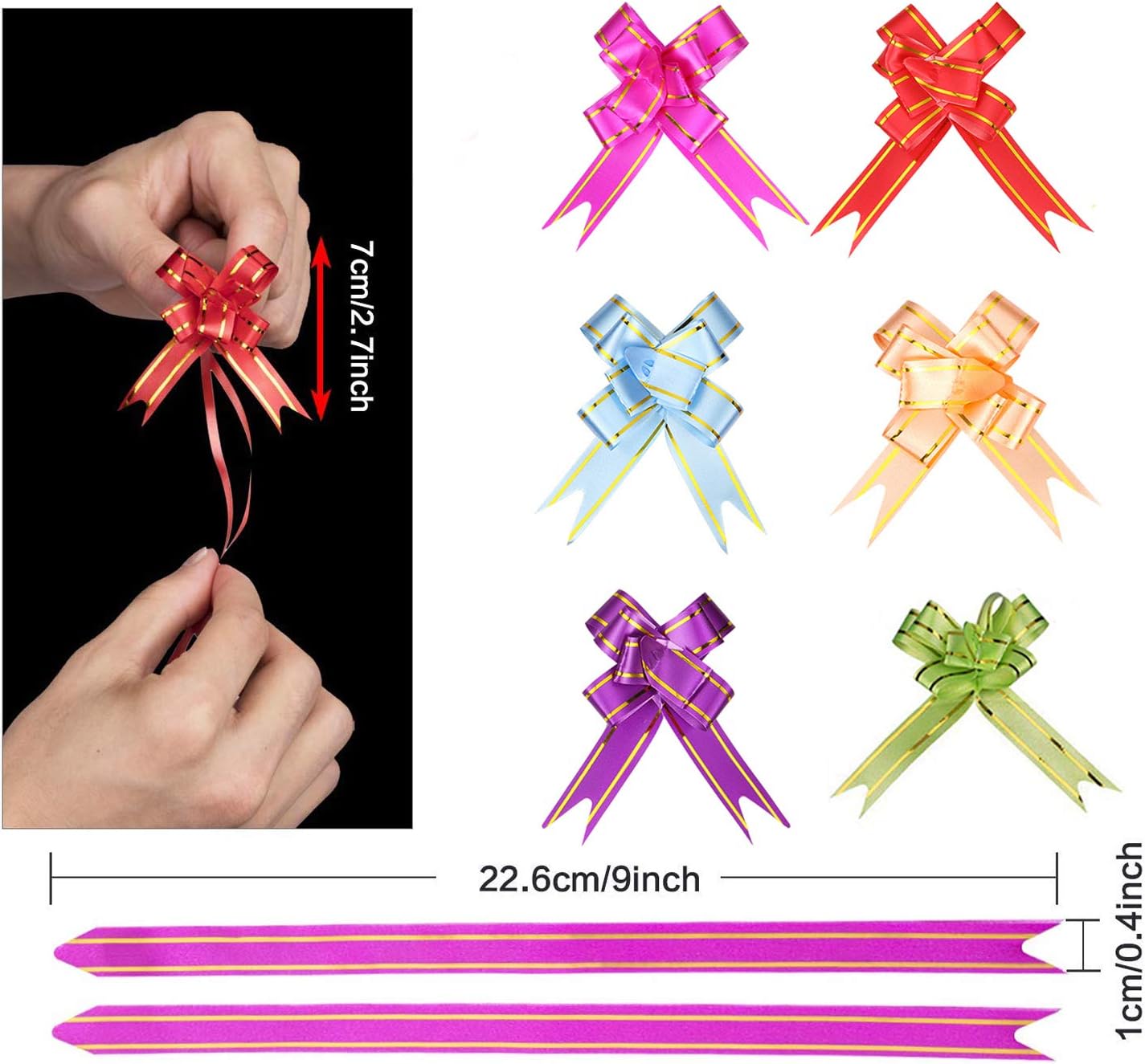AUERVO 60PCS Clear Resealable Flat Cello Bags - OPP Plastic Cellophane Storage Bags for Sweet/Party/Gift/Home with Mix Colors Pull Bows - Image 4