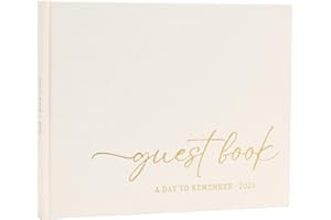 LONLAT Elegant Wedding Guest Book for Wedding Reception, Beautiful Guestbook for Baby Shower Decor, 100 Blank Pages for Sign in, Polaroid Pictures and Photos, Linen Cover (2025, Beige)