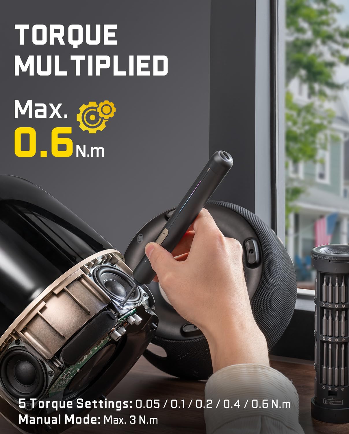 Fanttik E2 Ultra 3.7V Mini Elektro Schraubendreher Set, 50 in 1 Magnetische Präzisions-Schraubendreher Kit, Max 0.6N.m, 5/32 Zoll Sechskant, Geeignet für Reparatur für iPhone,Laptop, Brillen, Uhren 2