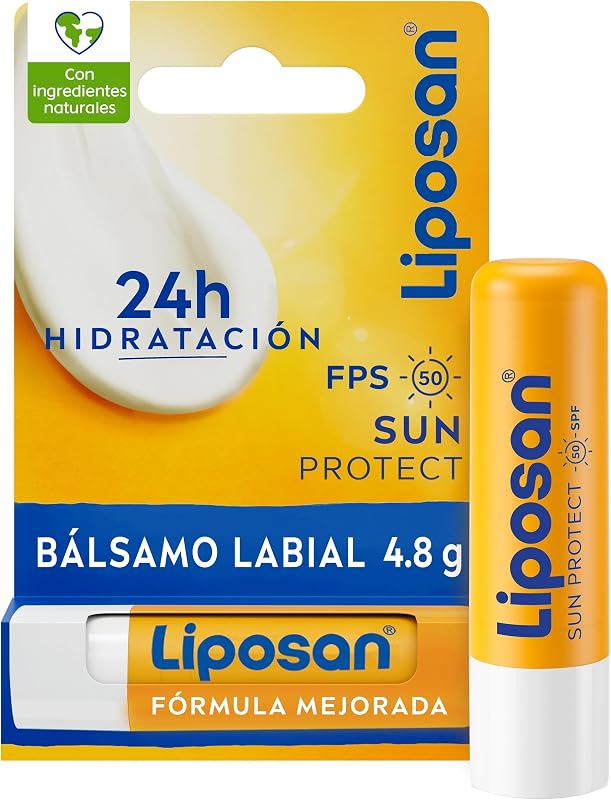 Sun Protect SPF 50 (1 x 4,8 g), cacau labial com hidratação durante 24 horas, bálsamo labial com proteção solar, bálsamo hidratante para lábios macios
