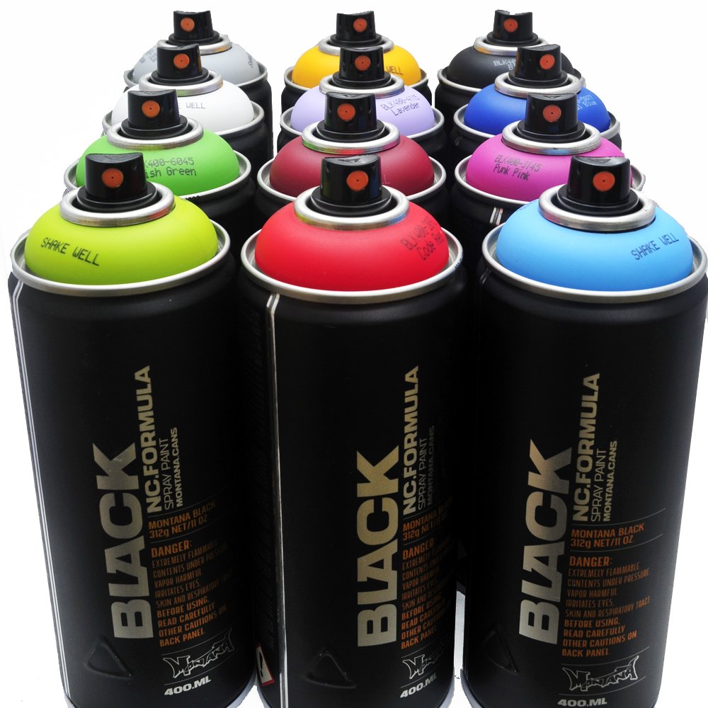 Montana BLACK 400ml Popular Colors Set of 12 Graffiti Street Art Mural