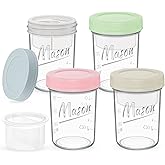 Xyptorix 16 oz Overnight Oats Containers with Lids, 4-Pack Leak-Proof Wide Mouth Mason Jars & Separate Compartments for Fruits/Nuts, Airtight Glass Jars for Chia Pudding, Yogurt, Parfait and Salad