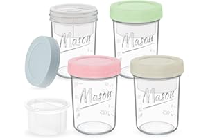 Xyptorix 16 oz Overnight Oats Containers with Lids, 4-Pack Leak-Proof Wide Mouth Mason Jars & Separate Compartments for Fruit