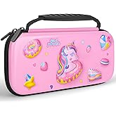 homicozy Unicorn Carrying Case for Nintendo Switch & Switch OLED Console, 3D Hard Travel Shell Pouch for Nintendo Switch Console & Accessories