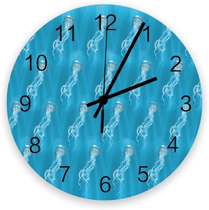 NoBrands - Reloj de pared para regalo, diseño de medusas azul con
