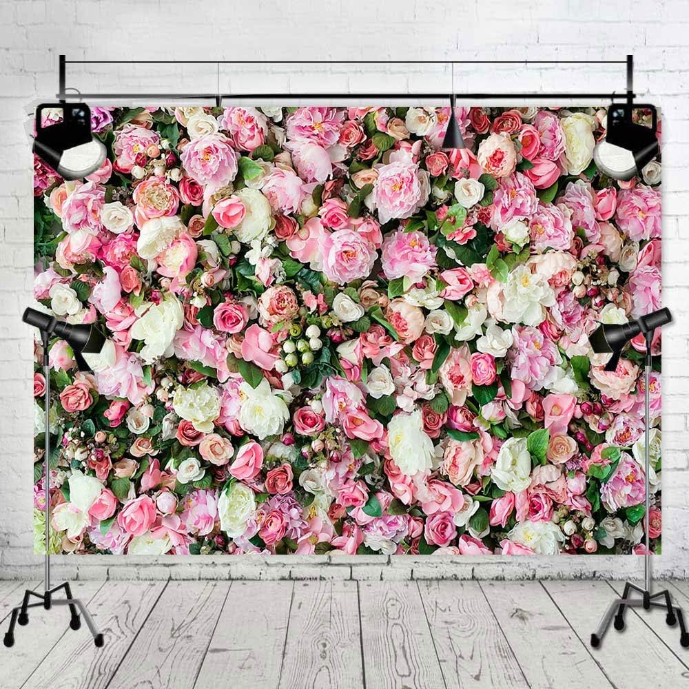 Art Studio 3D Flower Photo Background Pink Rose Photography Backdrop for Pictures Newborn Bridal Shower Birthday Party Banner Decor Supplies Vinyl Photo Studio Props 7x5FT