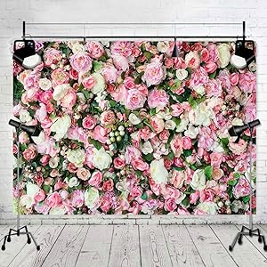 Art Studio 3D Flower Photo Background Pink Rose Photography Backdrop for Pictures Newborn Bridal Shower Birthday Party Banner Decor Supplies Vinyl Photo Studio Props 7x5FT
