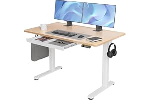 Claiks Standing Desk with Drawers, 48x24 Inch Stand Up Electric Adjustable Height Sit Stand Desk for Computer Workstation, Natural