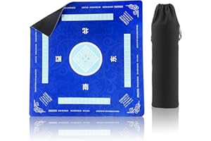CHOUYUHE Mahjong Mat Non-Slip Noise Reduction Gaming Mat - 31.5x31.5 Inch Ideal for Mahjong, Poker, Board Games, Card Games & Dominoes (Blue)