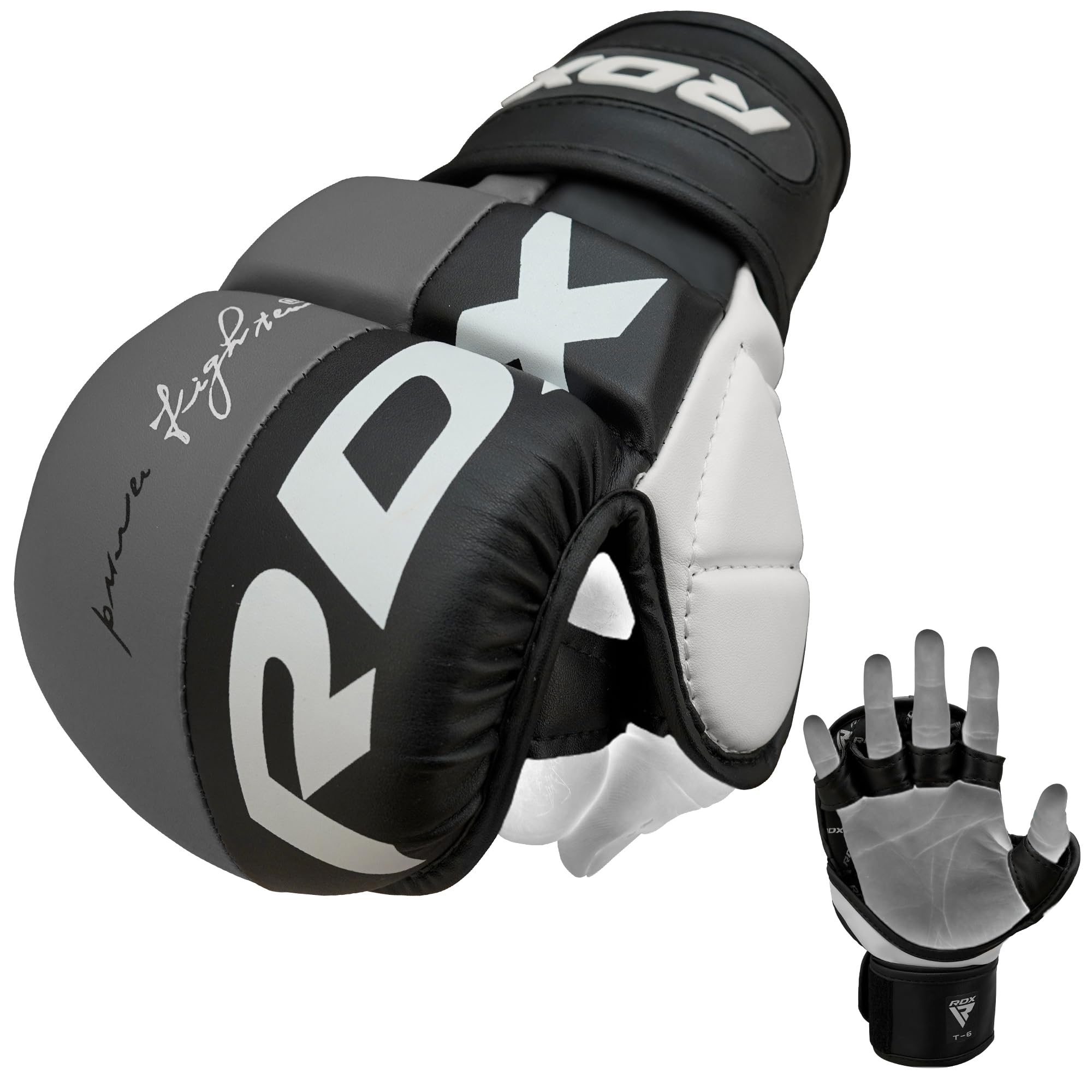 RDX MMA Sparring Gloves Martial Arts, Muay Thai, Kickboxing, Ventilated Open Palm for Grappling, Karate Mitts for Adults