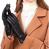 ZLUXURQ Luxury Italian Soft Leather Gloves for Women - Genuine SheepSkin Leather Women’s Cold Weather Gloves Cashmere Lined