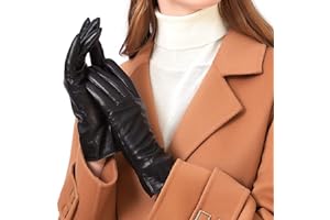 ZLUXURQ Luxury Italian Soft Leather Gloves for Women - Genuine SheepSkin Leather Women’s Cold Weather Gloves Cashmere Lined