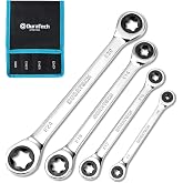 DURATECH 4-Piece E-Torx Wrench Set, External Torx Wrench, Double Box End | CR-V Steel, E6*E8, E10*E12, E14*E18, E20*E24, 72-Tooth, Mirror-Polished, Rolling Pouch