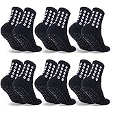Barrlves 6 Pairs Kids Grip Soccer Socks Cushioned Non Slip Football Athletic Sports Socks for Boys Girls