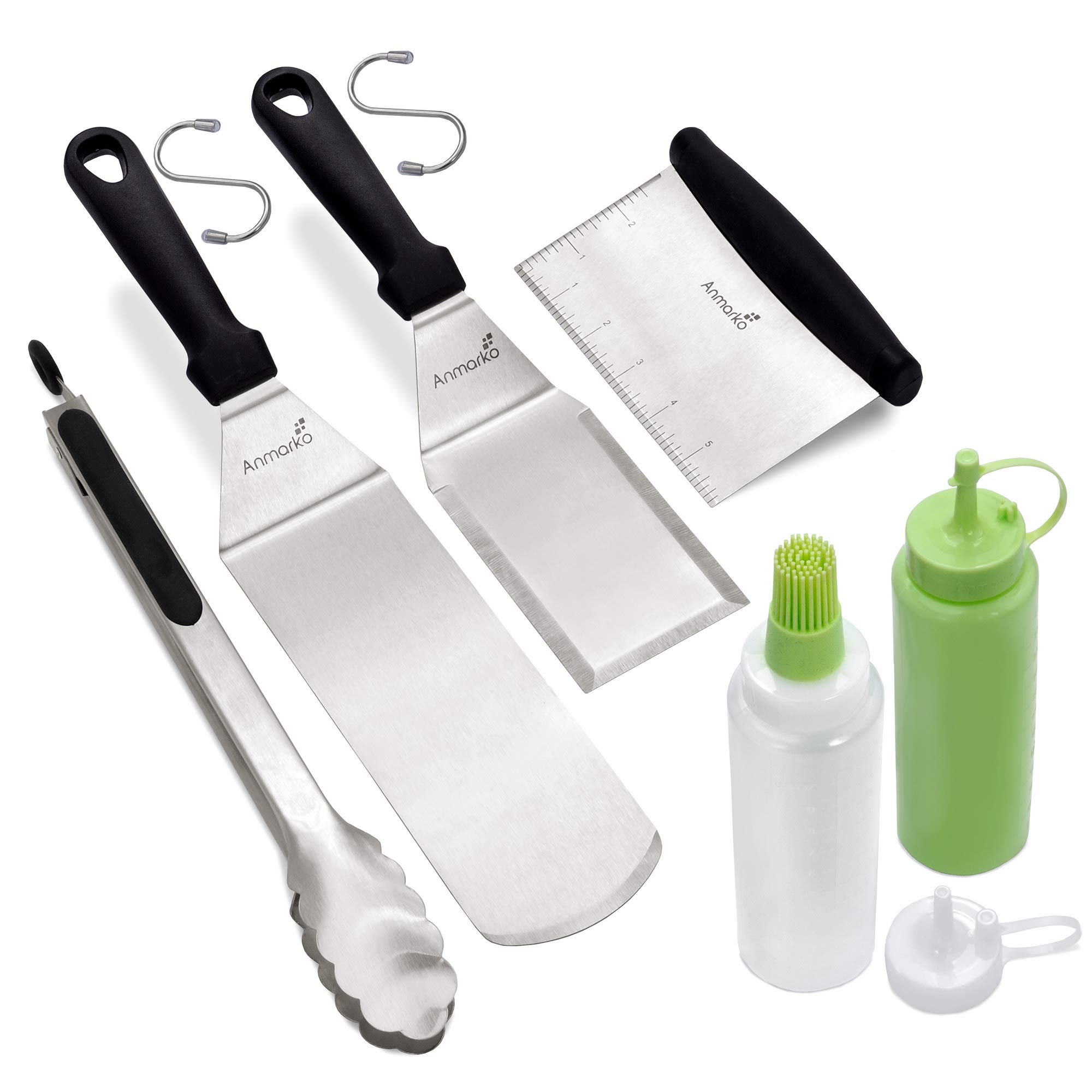 Anmarko Metal Spatula Set Stainless Steel and Scraper - Professional Chef Griddle Spatulas Set of 6 - Heavy Duty Accessories Great for Cast Iron BBQ Flat Top — image 1