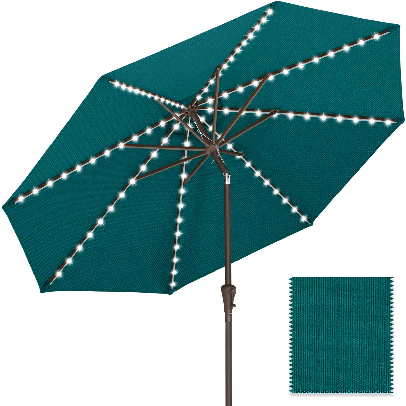 ABCCANOPY OLEFIN® 5-Year No Fading Patio Umbrella with Solar Lights (Turquoise)