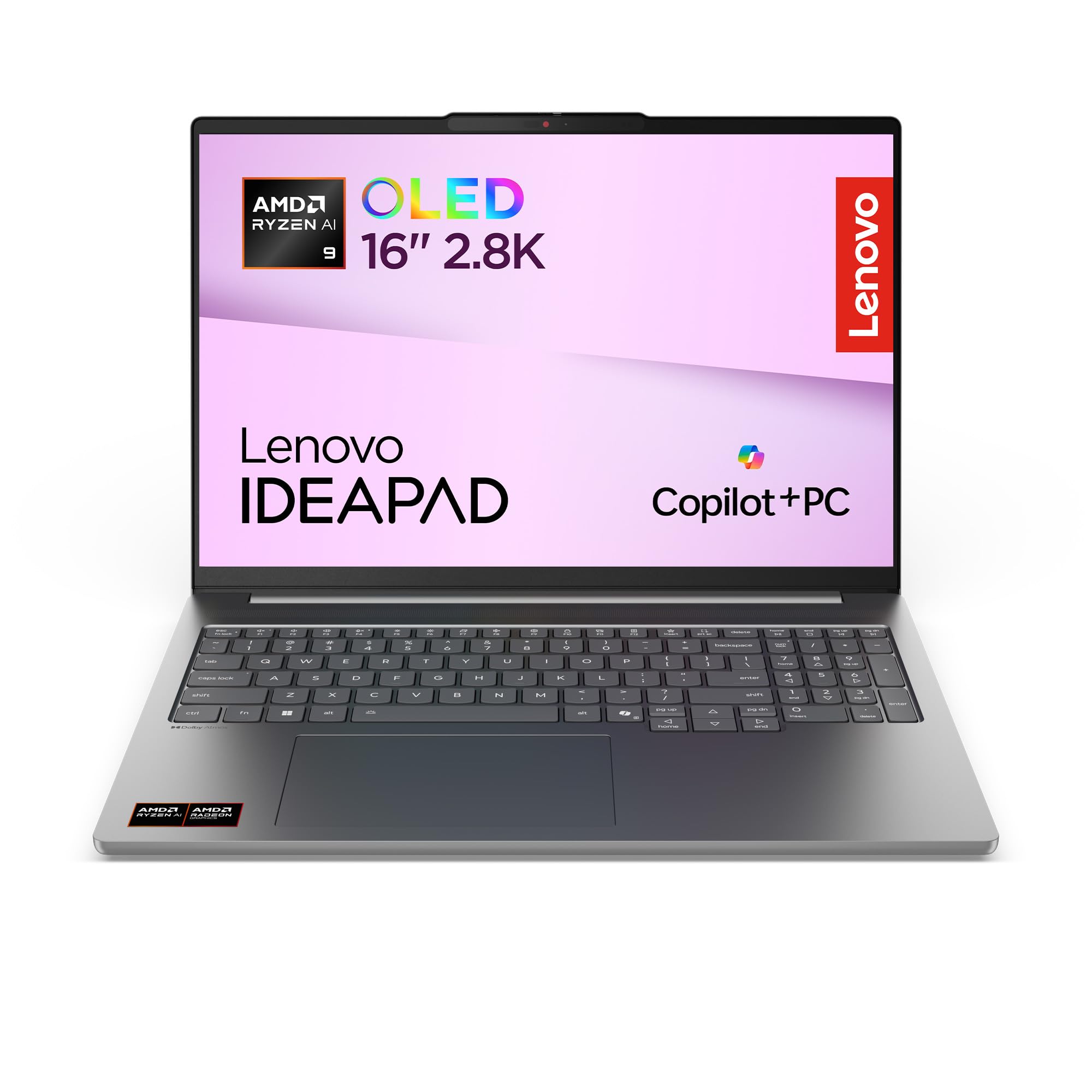Lenovo IdeaPad Pro 5 Laptop | Copilot+ PC | 16" 2.8K WQXGA OLED Display | AMD Ryzen AI 9 465 | 32GB RAM | 1TB SSD | AMD Radeon 880M Grafik | Windows 11 | QWERTZ | Grau | 3 Monate Premium Care