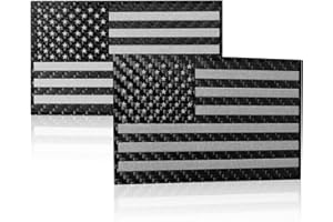 HALOBLK 2 Pack 3K Real Carbon Fiber American Flag Stickers, USA Flag Decals Bumper Stickers, USA Car Military Patriotic Emblem Designed for Pickup, Trucks, Sedan, SUV, RV, and Other Smooth Surfaces