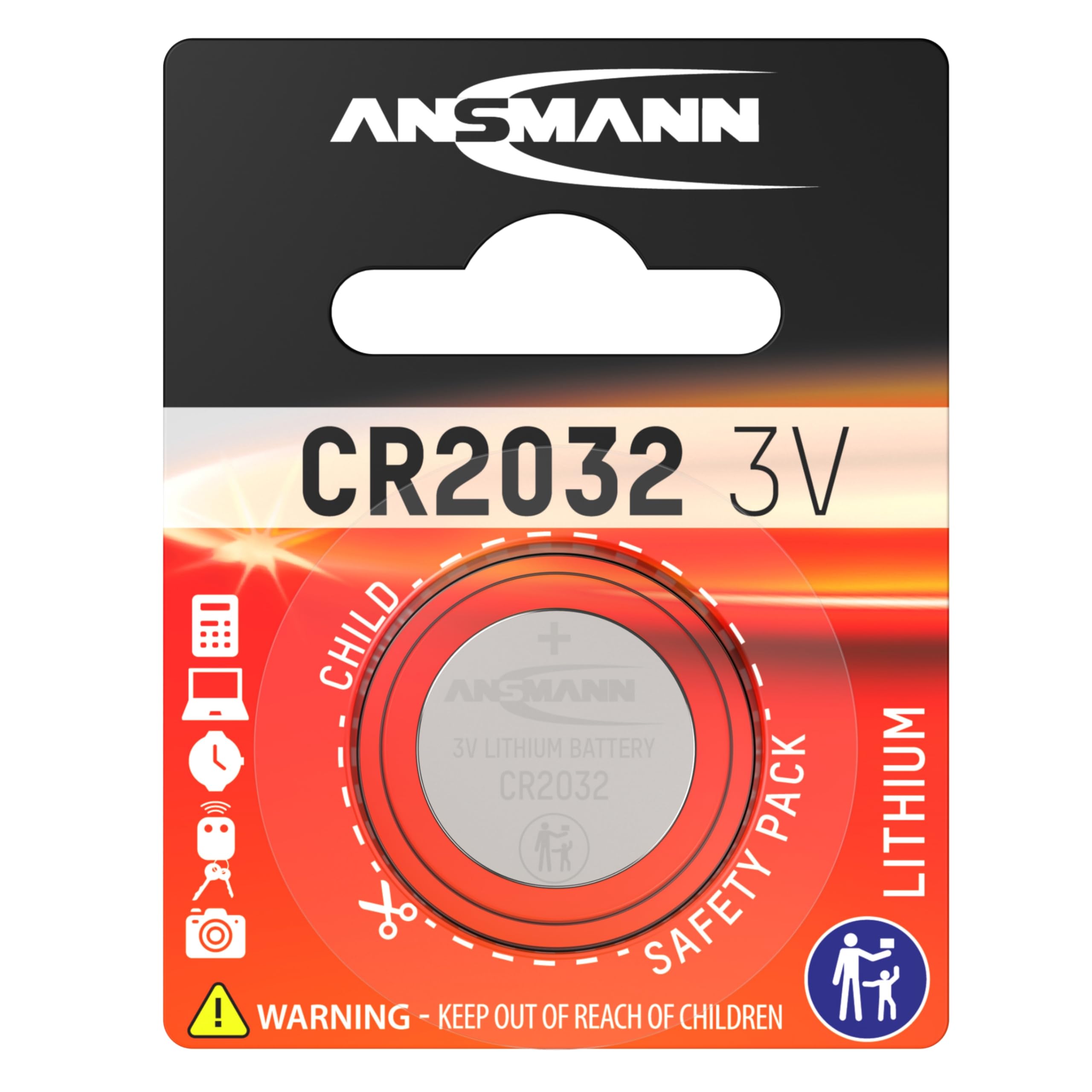 ANSMANN CR2032 Coin Battery [Pack of 1] Lithium 3V Button Cell Ideal For Heart Rate Monitors, Remotes, Keyless Entry Systems, Glucose Monitors, Watches, Car keys, Electronic Toys and Calculators