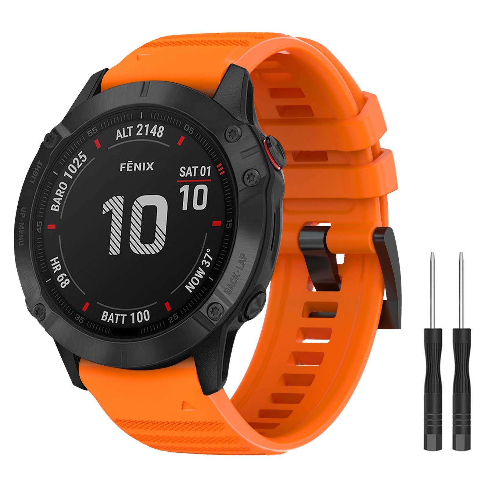Strap for Fenix 8 51mm/Fenix 7X/Fenix 7X Solar/Fenix 6X/Fenix 6X Pro/Fenix 3 HR,26mm Silicone Waterproof Bracelet Replacement Straps for Fenix 7X Sapphire Solar/Fenix 3/Fenix 5X/Fenix 5X Plus
