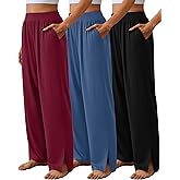 Neer 3 Pcs Women's Lounge Pants Side Slit High Waisted Joggers Wide Leg Yoga Sweatpants with Pocket Loose Cozy Pant