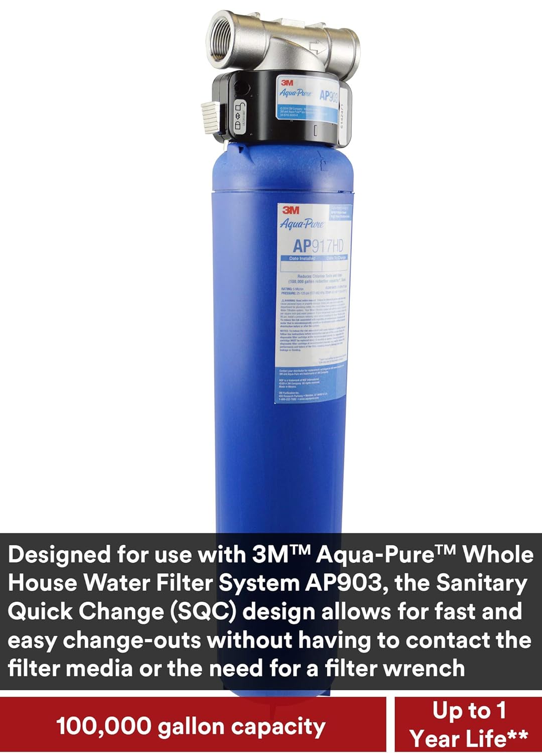 3M Aqua-Pure Whole House Sanitary Quick Change Water Filter System AP903, Reduces Sediment, Chlorine Taste and Odor: Appliances