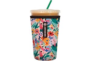 Sok It JavaSok Iced Coffee & Cold Soda Insulated Neoprene Cup Sleeve (Abstract Floral, Medium: 22-28oz)