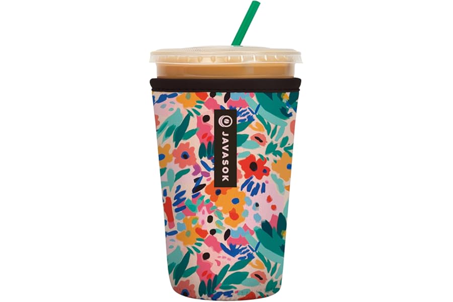 Sok It JavaSok Iced Coffee & Cold Soda Insulated Neoprene Cup Sleeve (Abstract Floral, Medium: 22-28oz) Book