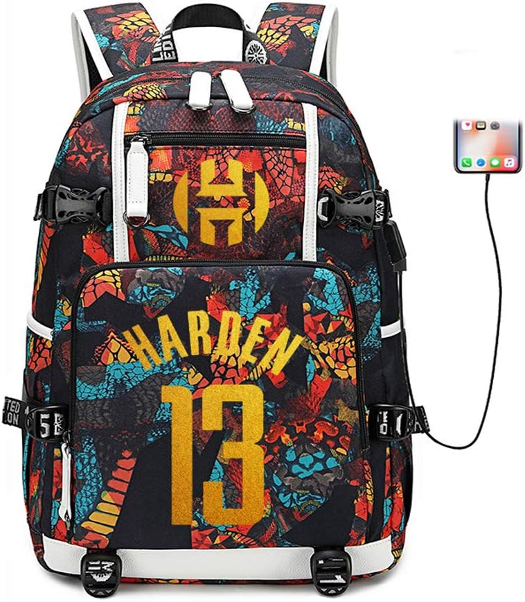Basketball Player Star Harden Multifunction Backpack Travel Student Backpack Fans Bookbag for Men Women