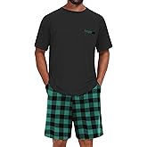 NUOKESASI Mens Pajamas Set Sleepwear Soft Comfy Short Sleeve Loungewear