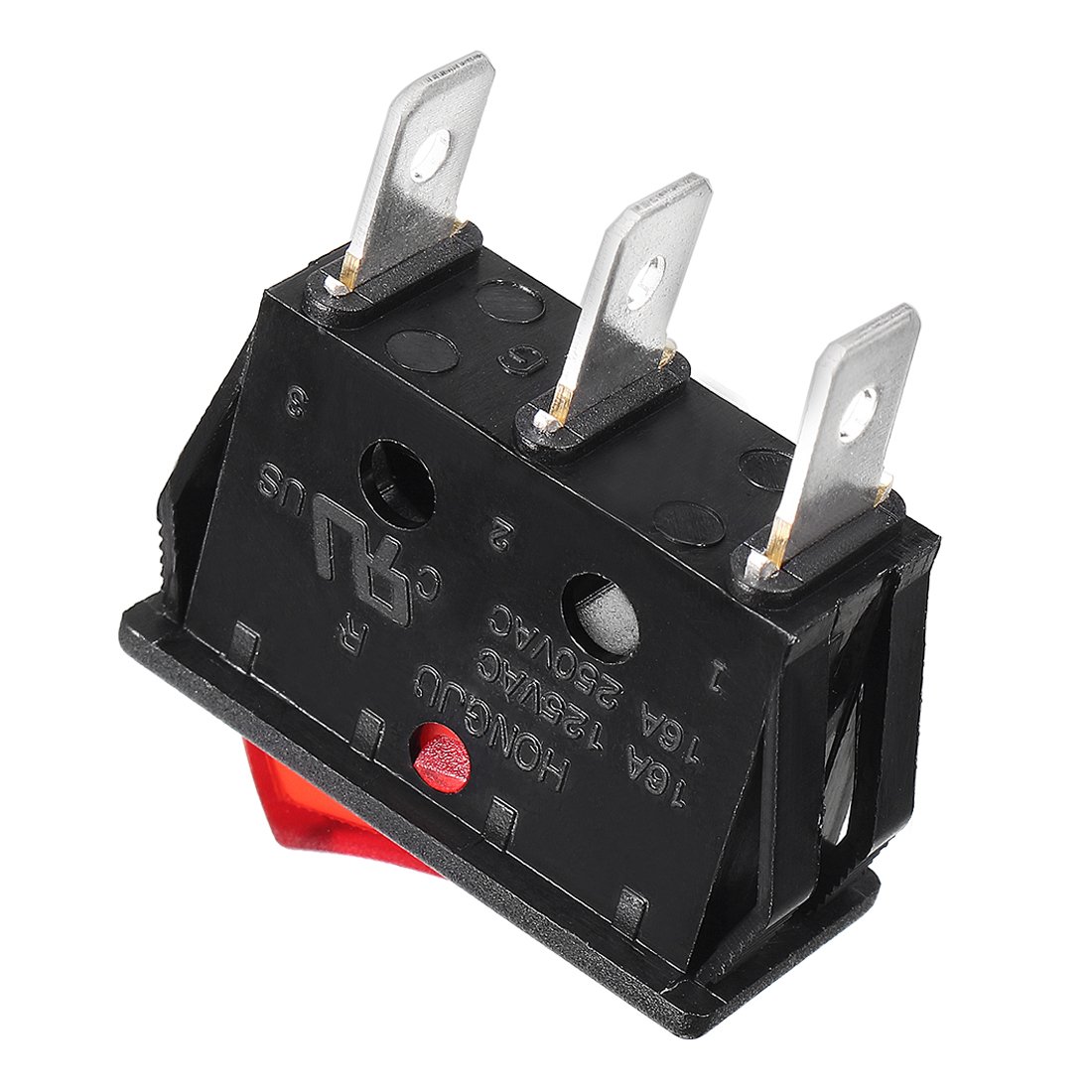 uxcell 10Pcs AC 16A/125V 16A/250V SPDT On-Off 3 Terminal 2 Position Boat Rocker Switches Black