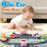LULULIA Pull Back Cars 12 Pack Toy Set with Storage Box Playmat for Toddlers view 2