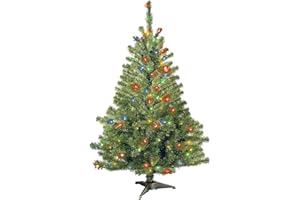 National Tree Company Pre-Lit Artificial Medium Christmas Tree, Green, Kincaid Spruce, Multicolor Lights, Includes Stand, 4 Feet