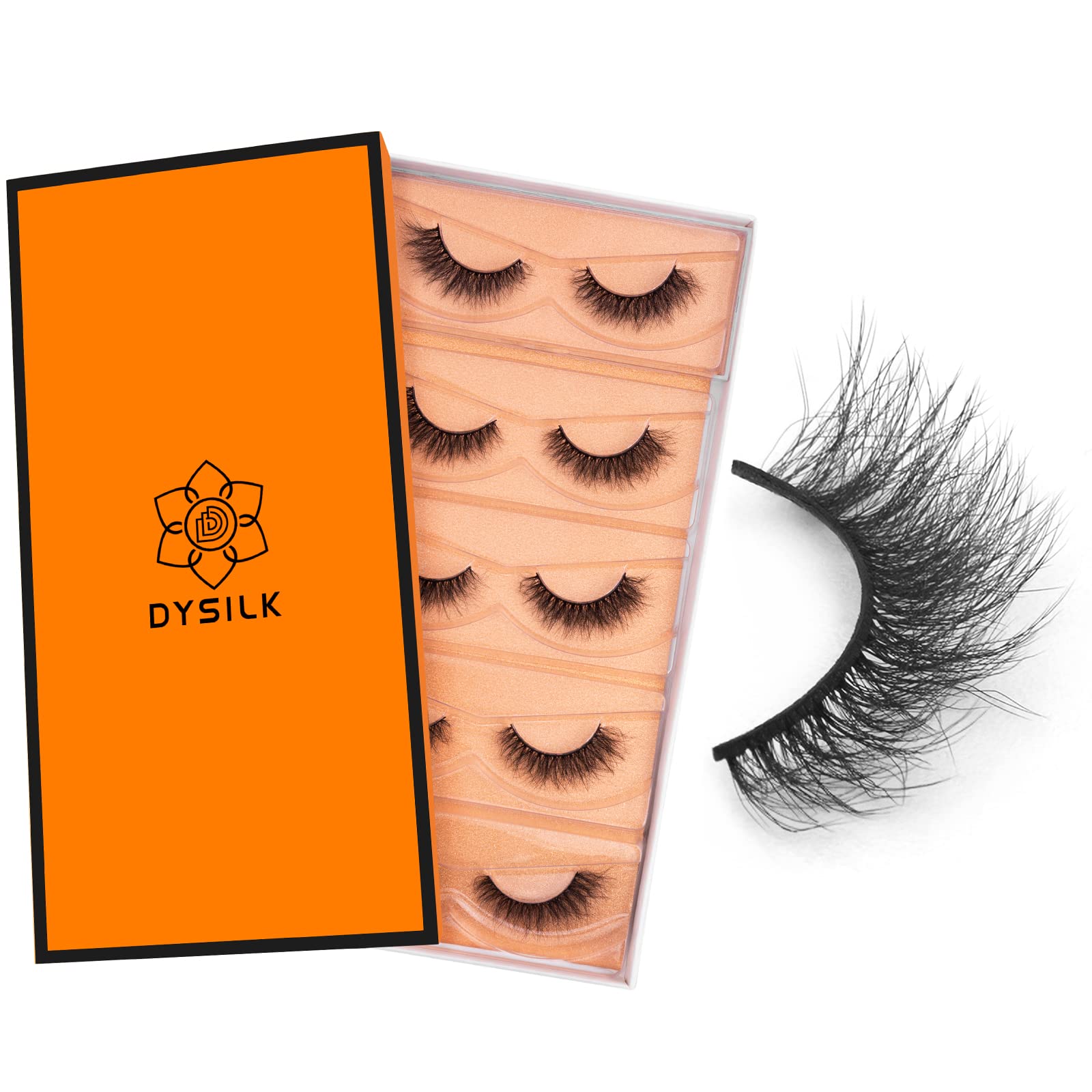 DYSILK Lashes Wispy Eyelashes - Mink Lashes 5 6D Faux Eyelash Extension - False Eyelashes Mink Lash Natural Look Fake Eyelash Reusable Strip Lash Kit | Wispy-10-15mm