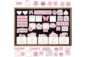 GENERIC 140 Pcs Pink Pray Board Kit Christian Gift prayer board supplies for women pink boho Pray Gifts for Envelope Set Bible Verse Quotes Prayer Board Supplies DIY Wall Art for home office church school (pink)