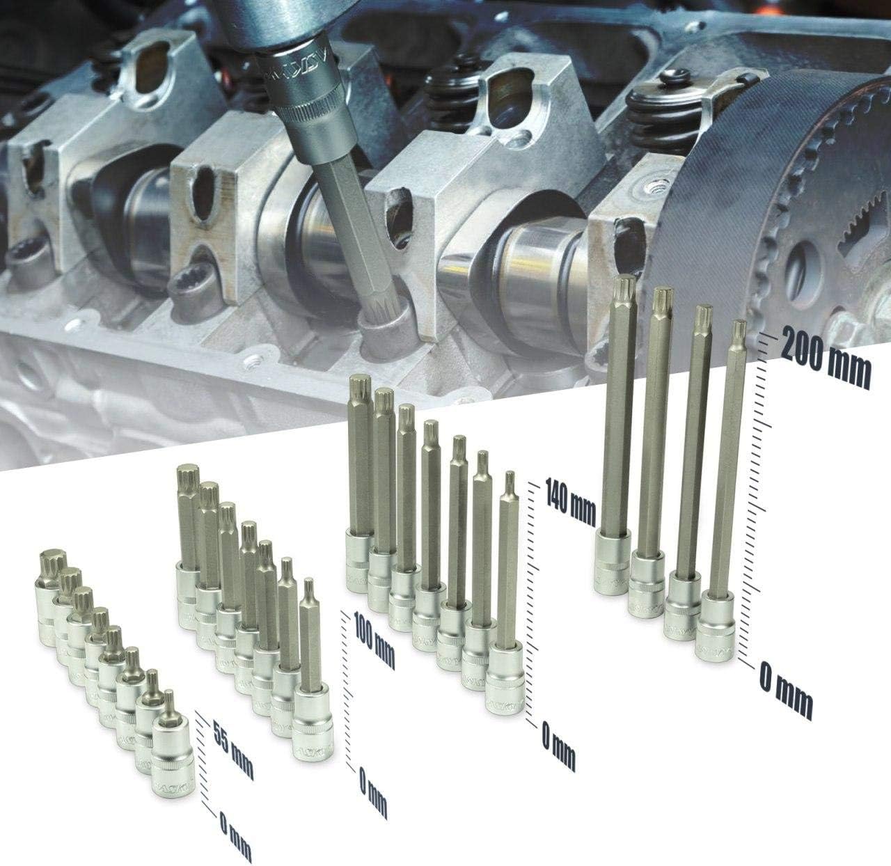 Haskyy 26-Piece Inner Multi-Tooth Nut Sockets XZN Multi-Tooth Set M4 M5 M6 M8 M9 M10 M11 M12 M13 M14 M16 M18 - Image 3