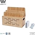 Bamboo Universal Multi Device Cord Organizer Stand and Charging Station for Smartphones, Tablets, and Laptops INCLUDES 5-USB port Hub Charger with Power Supply