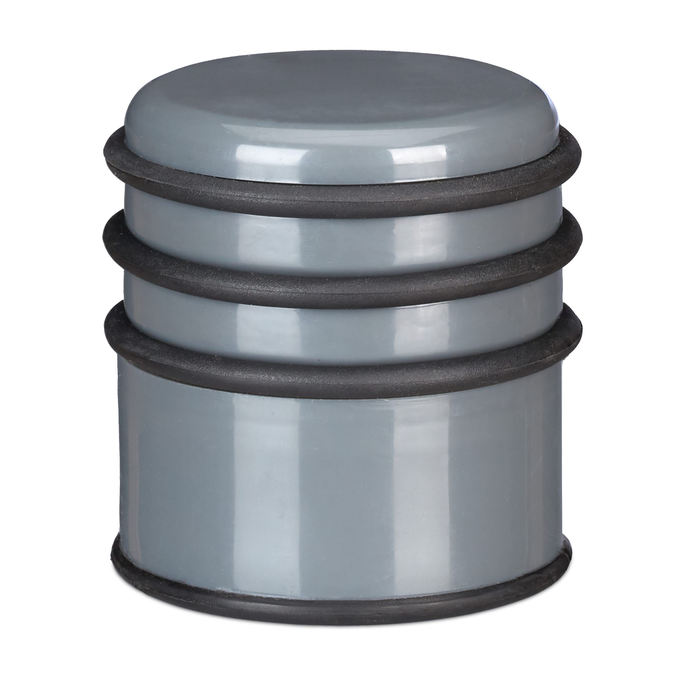 Relaxdays Floor Door Stop, Heavy Bumper for Doors & Windows, Draft Protection, ∅ 7 cm, 3 Rubber Rings, Dark Grey