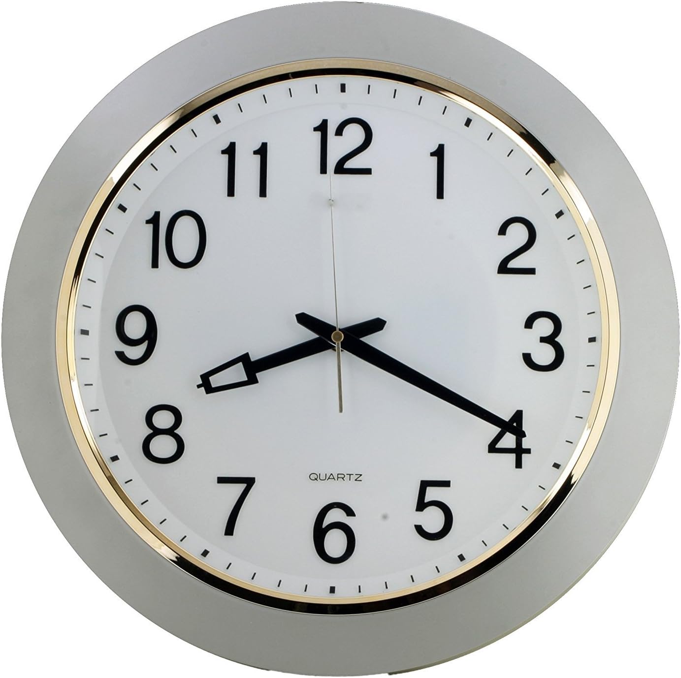 ISHIWA 16-inch Large Easy to Read 3D Numerals Quartz Wall Clock Quiet Non-Ticking Movement, Office, Home Decor, Classroom (W00147-1 Champagne)