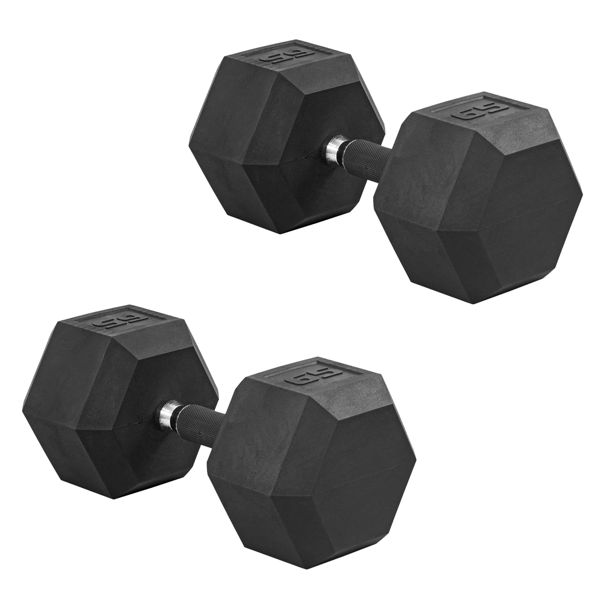 View 1 of *ONLY 1* CAP Barbell 65 LB Rubber Coated Hex Dumbbell Hand Weight with Padded Grip - Pair | Comfort Grip